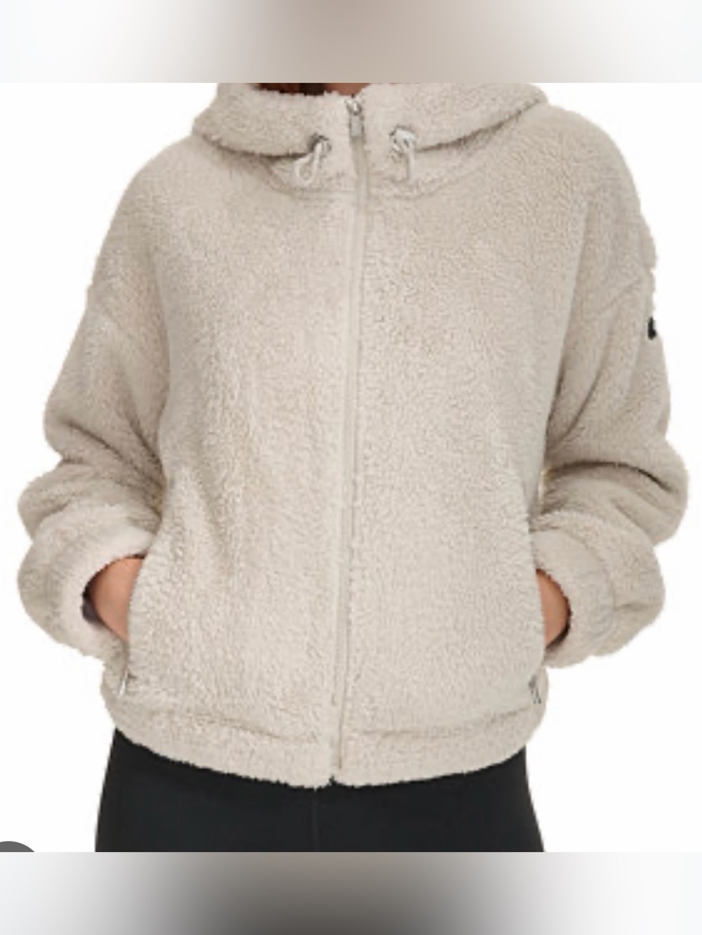Calvin Klein Performance Sherpa Hooded Zip Jacket - XS Cream